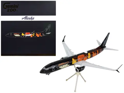 BOEING 737-900ER COMMERCIAL AIRCRAFT "ALASKA AIRLINES - OUR COMMITMENT" BLACK WITH GRAPHICS "GEMINI 200" SERIES 1/200 DIECAST MODEL AIRPLANE BY GEMINIJETS