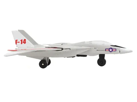 GRUMMAN F-14 TOMCAT FIGHTER AIRCRAFT GRAY WITH RED STRIPES "UNITED STATES NAVY TEST AIRCRAFT" WITH RUNWAY SECTION DIECAST MODEL AIRPLANE BY RUNWAY24