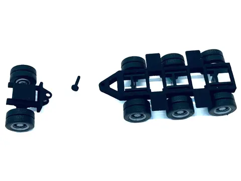 LOWBOY TRI-AXLE BOOSTER WITH INTEGRATED REAR AXLE (2 SETS) 1/87 (HO) PLASTIC MODEL BY PROMOTEX