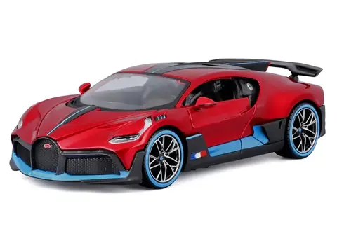 BUGATTI DIVO RED METALLIC WITH CARBON AND BLUE ACCENTS "SPECIAL EDITION" 1/24 DIECAST MODEL CAR BY MAISTO