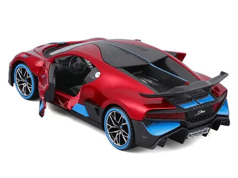 BUGATTI DIVO RED METALLIC WITH CARBON AND BLUE ACCENTS "SPECIAL EDITION" 1/24 DIECAST MODEL CAR BY MAISTO