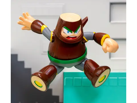 WOOD MAN 5" MOVEABLE FIGURE (DELUXE VERSION) WITH ACCESSORIES AND ALTERNATE HEAD AND HANDS "MEGA MAN" (1987) VIDEO GAME MODEL BY JADA
