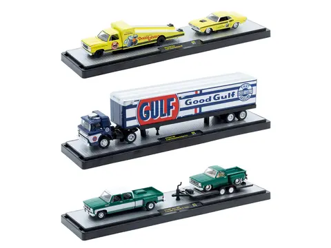 AUTO HAULERS SET OF 3 TRUCKS RELEASE 88 LIMITED EDITION TO 9600 PIECES WORLDWIDE 1/64 DIECAST MODELS BY M2 MACHINES