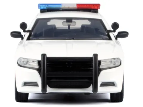 2023 DODGE CHARGER PURSUIT POLICE CAR UNMARKED WHITE WITH FLASHING LIGHT BAR FRONT AND REAR LIGHTS AND 2 SOUNDS "BUILDER'S KIT" 1/24 DIECAST MODEL CAR BY MOTORMAX