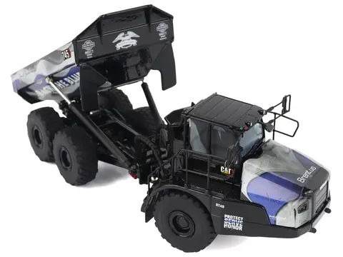CAT CATERPILLAR 745 ARTICULATED DUMP TRUCK "BRENT SCARBROUGH & CO. - BACK THE BLUE" BLACK WITH GRAPHICS "HIGH LINE" SERIES 1/50 DIECAST MODEL BY DIECAST MASTERS