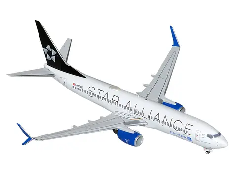 BOEING 737-800 COMMERCIAL AIRCRAFT "UNITED AIRLINES STAR ALLIANCE" (N76516) WHITE WITH BLACK TAIL "GEMINI 200" SERIES 1/200 DIECAST MODEL AIRPLANE BY GEMINIJETS