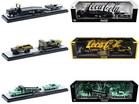 AUTO HAULERS "COCA-COLA" SET OF 3 PIECES RELEASE 48 LIMITED EDITION TO 4800 PIECES WORLDWIDE 1/64 DIECAST MODELS BY M2 MACHINES