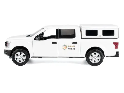 2019 FORD F-150 LARIAT CREW CAB PICKUP TRUCK "LOS ANGELES POLICE DEPARTMENT BOMB SQUAD" WHITE "LAW ENFORCEMENT AND PUBLIC SERVICE" SERIES 1/24-1/27 DIECAST MODEL CAR BY MOTORMAX