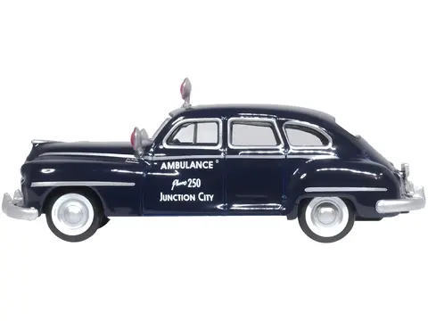 1946 DESOTO SUBURBAN AMBULANCE DARK BLUE "JUNCTION CITY AMBULANCE" 1/87 (HO) SCALE DIECAST MODEL CAR BY OXFORD DIECAST