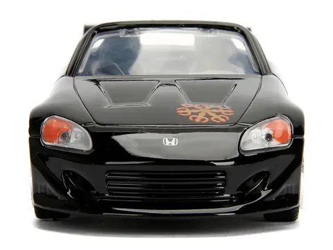 HONDA S2000 CONVERTIBLE BLACK WITH GRAPHICS "THE FAST AND THE FURIOUS" (2001) MOVIE "25 YEARS OF FAST & FURIOUS" SERIES 1/32 DIECAST MODEL CAR BY JADA