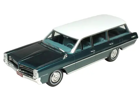 1964 PONTIAC SAFARI GULFSTREAM AQUA METALLIC WITH WHITE TOP AND BLUE INTERIOR LIMITED EDITION TO 200 PIECES WORLDWIDE 1/43 MODEL CAR BY GOLDVARG COLLECTION