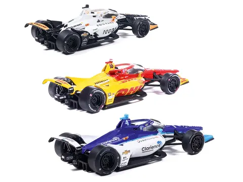 "109TH INDIANAPOLIS 500" (2025) PODIUM SET OF 3 INDYCARS 1/64 DIECAST MODEL CARS BY IXO MODELS
