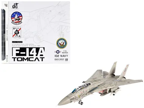 GRUMMAN F-14A TOMCAT FIGHTER AIRCRAFT "VF-41 BLACK ACES USS NIMITZ GULF OF SIDRA" (1981) UNITED STATES NAVY 1/72 DIECAST MODEL BY JC WINGS