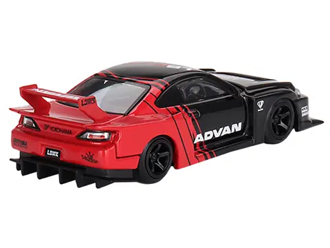 NISSAN "LB-SUPER SILHOUETTE" S15 SILVIA RHD (RIGHT HAND DRIVE) RED AND BLACK "ADVAN" LIMITED EDITION 1/64 DIECAST MODEL CAR BY MINI GT