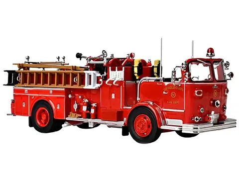 1965 CROWN FIRECOACH FIRE ENGINE "LOS ANGELES COUNTY FIRE DEPARTMENT" LA COUNTY FD (LACFD) "EMERGENCY!" SERIES LIMITED EDITION TO 2500 PIECES WORLDWIDE 1/50 DIECAST MODEL BY ICONIC REPLICAS