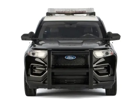 2022 FORD POLICE INTERCEPTOR UTILITY BLACK AND WHITE "LOS ANGELES POLICE DEPARTMENT (LAPD)" WITH FLASHING LIGHT BAR AND FRONT AND REAR LIGHTS AND SOUNDS 1/24 DIECAST MODEL CAR BY MOTORMAX
