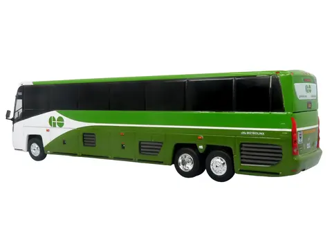 MCI D4520 COMMUTER COACH BUS "GO TRANSIT" GREEN AND WHITE "THE BUS & MOTORCOACH COLLECTION" LIMITED EDITION TO 504 PIECES WORLDWIDE 1/87 (HO) SCALE DIECAST MODEL BY ICONIC REPLICAS