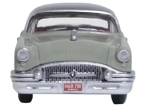 1955 BUICK CENTURY WINDSOR GRAY AND DOVER WHITE WITH CARLSBAD BLACK TOP 1/87 (HO) SCALE DIECAST MODEL CAR BY OXFORD DIECAST