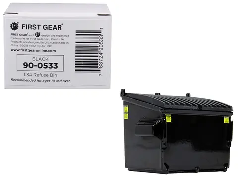 REFUSE TRASH BIN BLACK 1/34 DIECAST MODEL BY FIRST GEAR