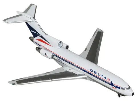 BOEING 727-100 COMMERCIAL AIRCRAFT "DELTA AIR LINES" (N1633) WHITE WITH RED AND BLUE STRIPES 1/400 DIECAST MODEL BY GEMINIJETS
