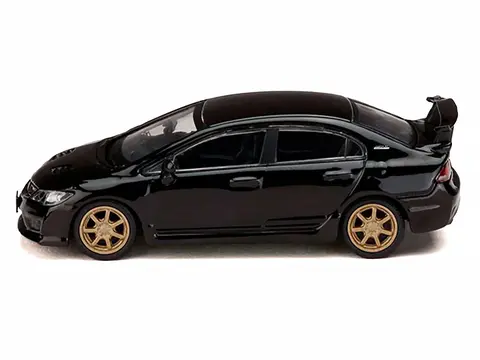 HONDA MUGEN CIVIC TYPE R (FD2) RHD (RIGHT HAND DRIVE) CRYSTAL BLACK PEARL WITH GOLD WHEELS "JDM64" SERIES 1/64 DIECAST MODEL CAR BY HOBBY JAPAN