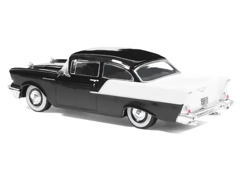 1957 CHEVROLET ONE-FIFTY SEDAN BLACK AND WHITE 1/64 DIECAST MODEL CAR BY IXO MODELS