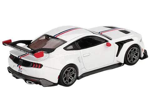 FORD MUSTANG GTD "SPIRIT OF AMERICA" WHITE WITH RED AND BLUE STRIPES LIMITED EDITION 1/64 DIECAST MODEL CAR BY MINI GT