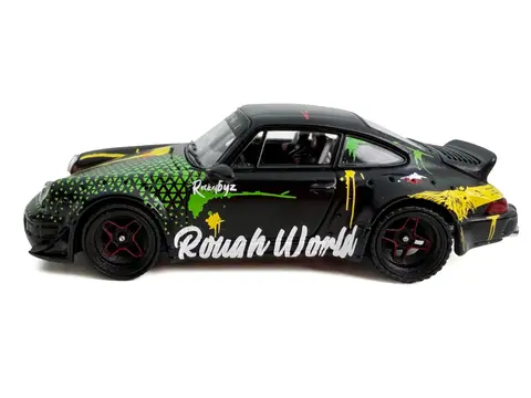 RWB 964 "KIMERA-ROUGH WORLD" BLACK WITH GRAPHICS 1/64 DIECAST MODEL CAR BY MODEL MODEL