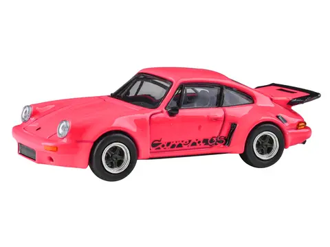 1974 PORSCHE 911 CARRERA RSR 3.0 FUCHSIA WITH BLACK STRIPES 1/64 DIECAST MODEL CAR BY PARAGON MODELS