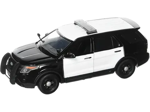 2022 FORD POLICE INTERCEPTOR UTILITY UNMARKED BLACK AND WHITE 1/24 DIECAST MODEL CAR BY MOTORMAX