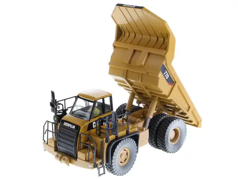 CAT CATERPILLAR 770 OFF-HIGHWAY TRUCK YELLOW (WEATHERED) WITH OPERATOR "WEATHERED" SERIES 1/50 DIECAST MODEL BY DIECAST MASTERS