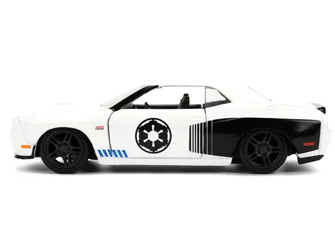 2012 DODGE CHALLENGER SRT8 "STORMTROOPER" LIVERY WHITE WITH GRAPHICS "STAR WARS" FRANCHISE "HOLLYWOOD RIDES" SERIES 1/32 DIECAST MODEL CAR BY JADA