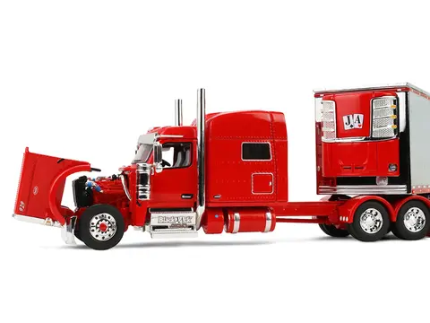 PETERBILT 589 WITH 78" MID-ROOF SLEEPER AND 53' UTILITY TRAILER WITH REEFER "BLACKJACK EXPRESS LLC" RED "BIG RIGS" SERIES II #6 1/64 DIECAST MODEL BY DCP/FIRST GEAR