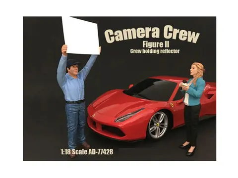 CAMERA CREW FIGURE II "CREW HOLDING REFLECTOR" FOR 1:18 SCALE MODELS BY AMERICAN DIORAMA
