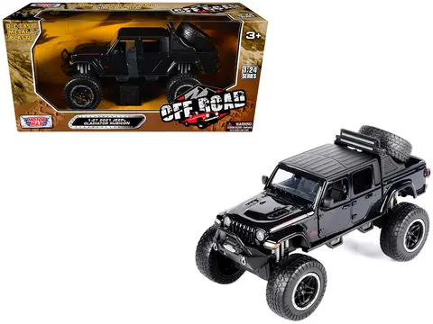 2021 JEEP GLADIATOR RUBICON OFF-ROAD PICKUP TRUCK BLACK WITH MATT BLACK TOP "OFF ROAD" SERIES 1/24-1/27 DIECAST MODEL CAR BY MOTORMAX