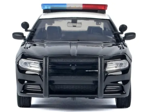 2023 DODGE CHARGER PURSUIT POLICE CAR "CALIFORNIA HIGHWAY PATROL (CHP)" BLACK AND WHITE WITH FLASHING LIGHT BAR AND FRONT AND REAR LIGHTS AND SOUNDS 1/24 DIECAST MODEL CAR BY MOTORMAX