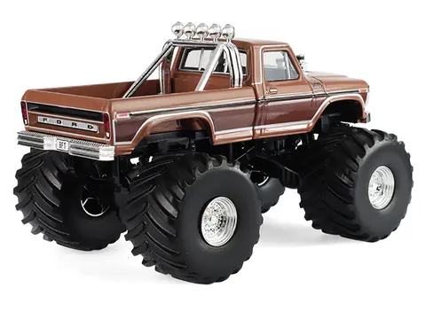 1978 FORD F-350 MONSTER TRUCK WITH 66-INCH TIRES "BFT" BROWN TWO-TONE "KINGS OF CRUNCH" SERIES 1/43 DIECAST MODEL CAR BY GREENLIGHT