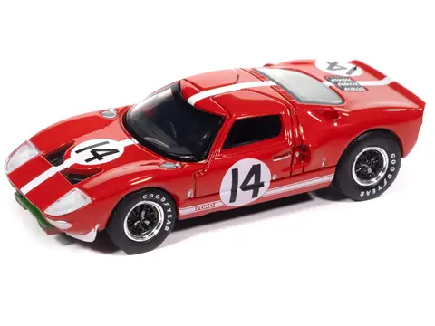 1965 FORD GT40 #14 RED WITH WHITE STRIPES "VINTAGE MUSCLE" SERIES 1/64 DIECAST MODEL CAR BY AUTO WORLD