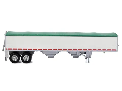 COVERED GRAIN TRAILER WHITE WITH GREEN TARP 1/87 (HO) PLASTIC MODEL CAR BY HO LOGISTICS