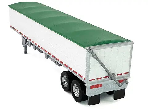 COVERED GRAIN TRAILER WHITE WITH GREEN TARP 1/87 (HO) PLASTIC MODEL CAR BY HO LOGISTICS