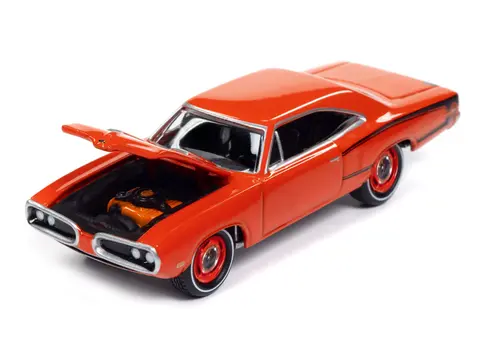 1970 DODGE CORONET SUPER BEE "MR. NORM'S" HEMI ORANGE WITH BLACK STRIPES "MUSCLE CARS USA" SERIES 1/64 DIECAST MODEL CAR BY JOHNNY LIGHTNING