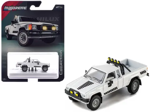 1985 TOYOTA HILUX SR5 PICKUP TRUCK WHITE WITH BLACK GRAPHICS "COLLECTION" SERIES 1/64 DIECAST MODEL CAR BY MAJORETTE