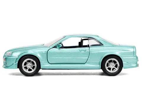 BRIAN'S NISSAN SKYLINE GT-R (BNR34) RHD (RIGHT HAND DRIVE) TURQUOISE METALLIC "FAST & FURIOUS" MOVIE 1/32 DIECAST MODEL CAR BY JADA