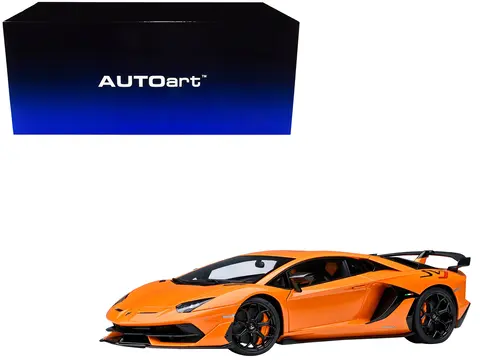 LAMBORGHINI AVENTADOR SVJ ARANCIO ATLAS PEARL ORANGE 1/18 MODEL CAR BY AUTOART