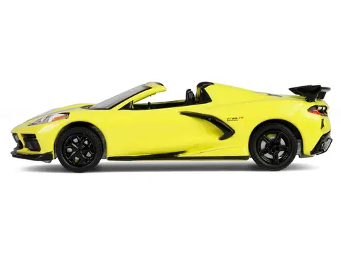 2022 CHEVROLET CORVETTE C8.R CONVERTIBLE YELLOW WITH SILVER STRIPES "BARRETT-JACKSON" SERIES 15 1/64 DIECAST MODEL CAR BY GREENLIGHT