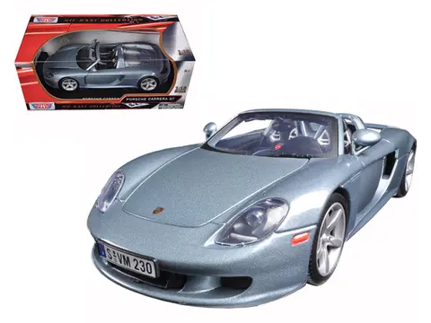 PORSCHE CARRERA GT SILVER WITH BLACK INTERIOR 1/18 DIECAST MODEL CAR BY MOTORMAX
