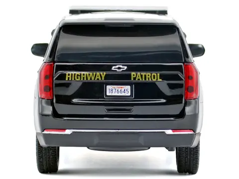 2025 CHEVROLET TAHOE POLICE PURSUIT VEHICLE "CALIFORNIA HIGHWAY PATROL" BLACK AND WHITE "LAW ENFORCEMENT AND PUBLIC SERVICE" SERIES 1/24 DIECAST MODEL CAR BY MOTORMAX