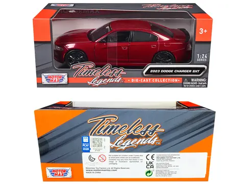 2023 DODGE CHARGER SXT RED METALLIC "TIMELESS LEGENDS" SERIES 1/24 DIECAST MODEL CAR BY MOTORMAX