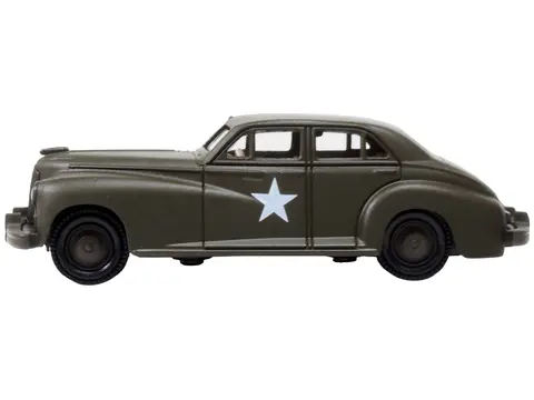 1942 PACKARD CLIPPER TOURING SEDAN "US ARMY STAFF CAR" OLIVE DRAB 1/87 (HO) SCALE DIECAST MODEL CAR BY OXFORD DIECAST