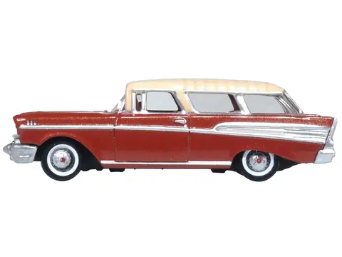 1957 CHEVROLET NOMAD ADOBE BEIGE WITH SIERRA GOLD TOP 1/87 (HO) SCALE DIECAST MODEL CAR BY OXFORD DIECAST